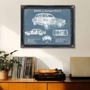 BMW 3 Series E21 Vintage Blueprint Auto Print