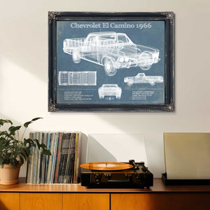 Chevrolet El Camino 1966 Vintage Blueprint Auto Print
