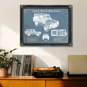 1975 Ford Bronco Vintage Blueprint Auto Print