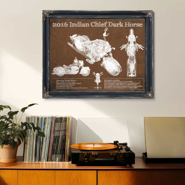 2016-2019 Indian Chief Dark Horse Motorcycle Patent Print