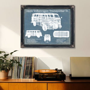 1950 Volkswagen Transporter T1 Vintage Blueprint Auto Print