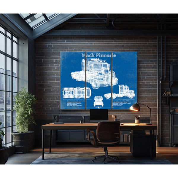 Mack Pinnacle Blueprint Vintage Truck Print