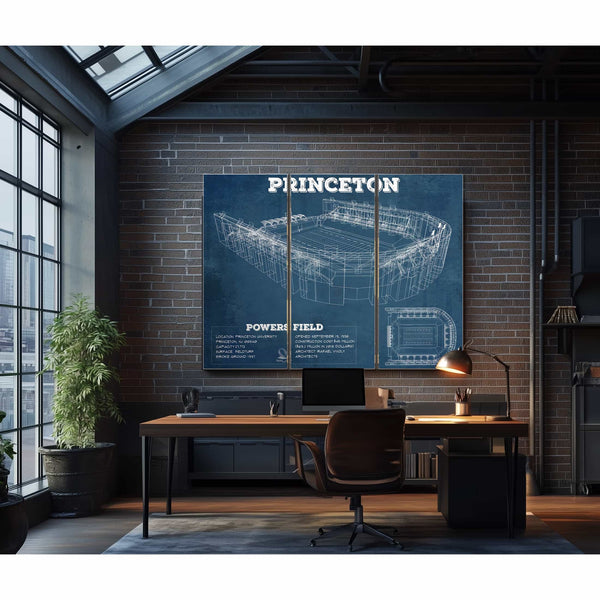 Princeton Tigers Football Art - Vintage Powers Field Blueprint Wall Art