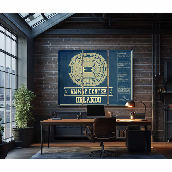 Orlando Magic Amway Center Vintage Basketball Blueprint NBA Print