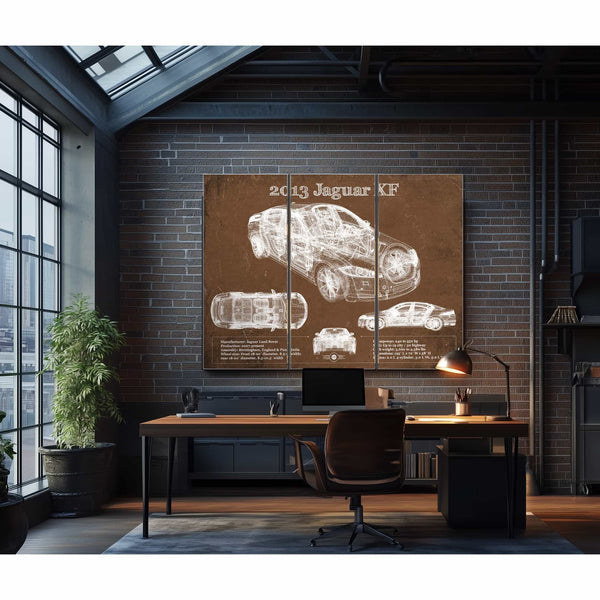 2013 Jaguar XF Blueprint Vintage Auto Print