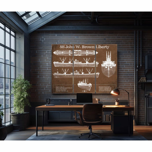SS John W. Brown Liberty ship Blueprint Original Military Wall Art - Customizable
