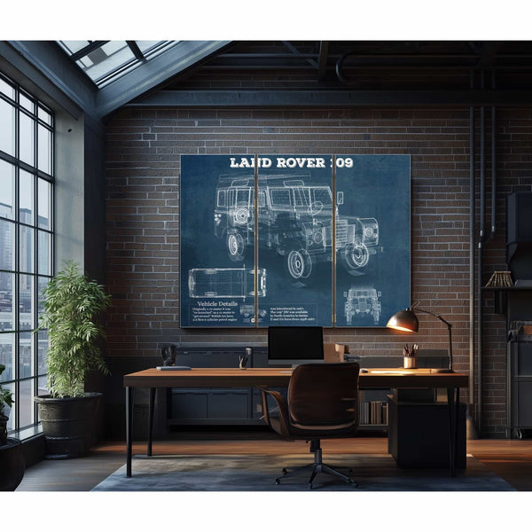 Land Rover 109 Vintage Blueprint Auto Print
