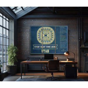 Utah Jazz - Vivint Smart Home Arena Seating Chart Vintage Art Print