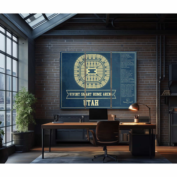 Utah Jazz - Vivint Smart Home Arena Seating Chart Vintage Art Print