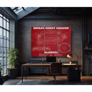 Alabama Crimson Tide Stadium Art - Bryant-Denny Stadium Vintage Seating Chart