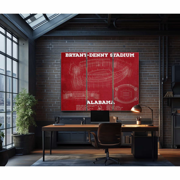 Alabama Crimson Tide Stadium Art - Bryant-Denny Stadium Vintage Seating Chart