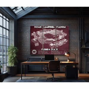 Florida State Seminoles - Doak Campbell Stadium Vintage FSU College Football Art Print