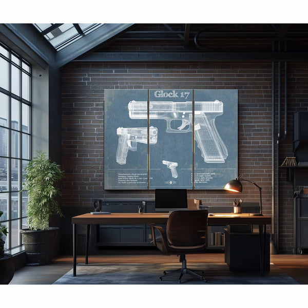 Glock 17 Blueprint Vintage Gun Print