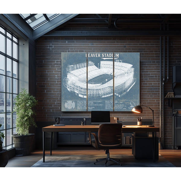 Penn State Nittany Lions - Beaver Stadium Vintage Blueprint Wall Art