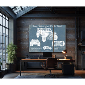 Jeep Wrangler Unlimited Vintage Blueprint Auto Print