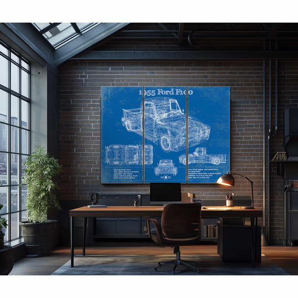 1955 Ford F100 Vintage Blueprint Auto Print