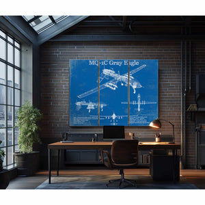UAV MQ-1C Gray Eagle Vintage Aviation Blueprint Military Print