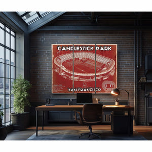 San Francisco 49ers - Vintage Candlestick Park Football Print
