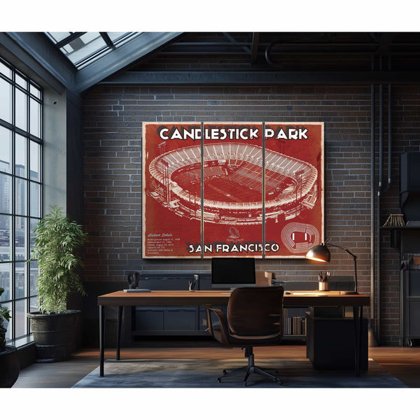 San Francisco 49ers - Vintage Candlestick Park Football Print