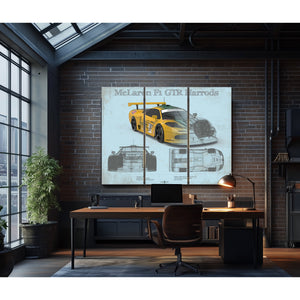 McLaren F1 GTR Harrods Blueprint Vintage Auto Print
