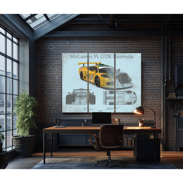 McLaren F1 GTR Harrods Blueprint Vintage Auto Print