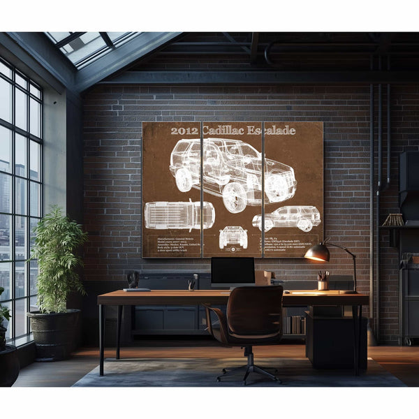 2012 Cadillac Escalade Blueprint Vintage Auto Print