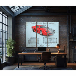 Ferrari 512 Testarossa Blueprint Vintage Auto Print