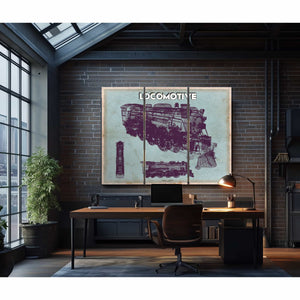 Locomotive Vintage Train Print