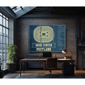 Portland Trail Blazers Moda Center Vintage Basketball Blueprint NBA Print