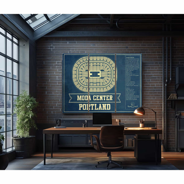 Portland Trail Blazers Moda Center Vintage Basketball Blueprint NBA Print