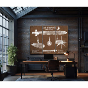 USS Seawolf (SSN-21) Blueprint Original Military Wall Art - Customizable