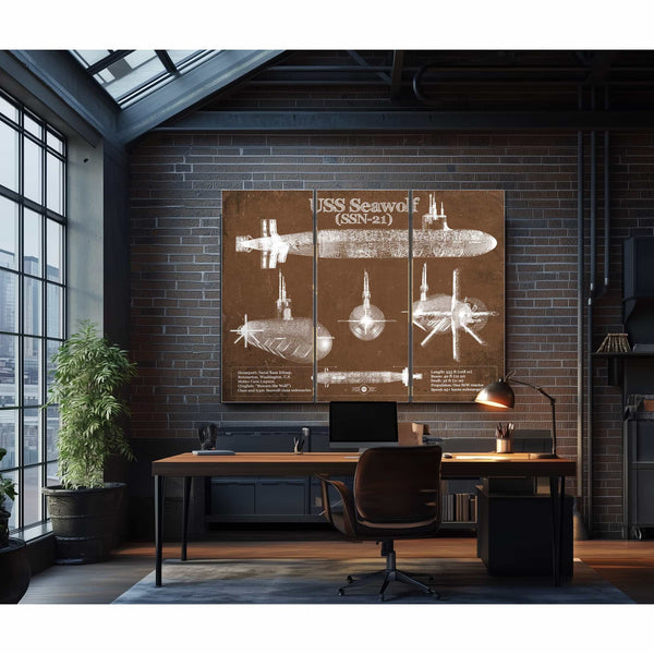 USS Seawolf (SSN-21) Blueprint Original Military Wall Art - Customizable