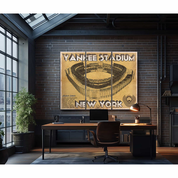 NY Yankees - Yankee Stadium Blueprint Vintage Baseball Print