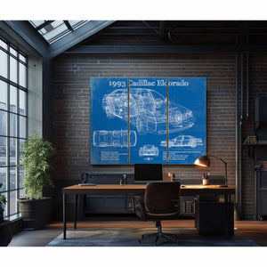 1993 Cadillac Eldorado Coupe Vintage Blueprint Auto Print