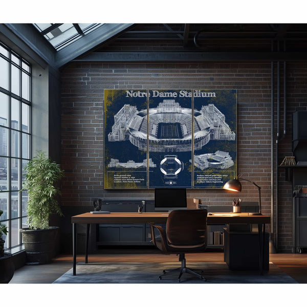 Notre Dame Stadium 2021 Version Team Color Vintage Art Print