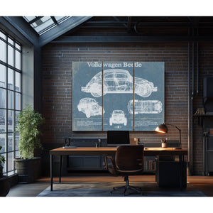 Volkswagen Beetle Blueprint Vintage Auto Print