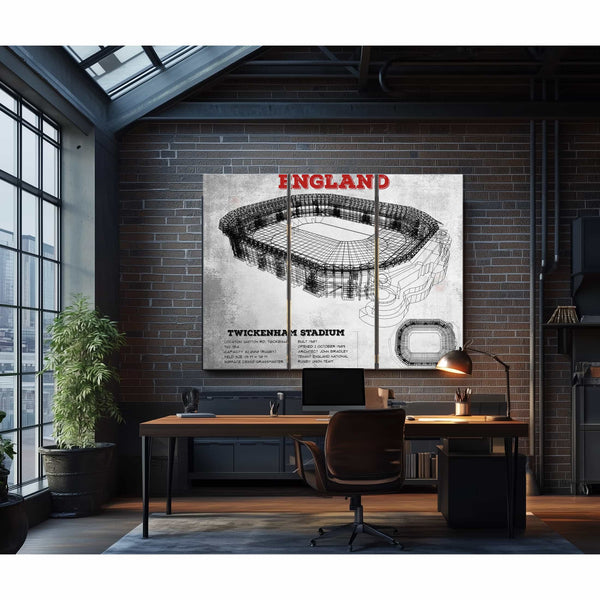 England Rugby - Vintage Twickenham Stadium Print
