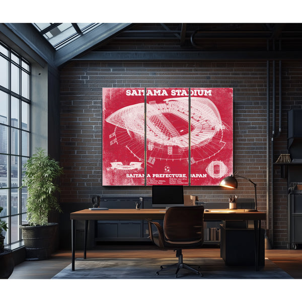 Japan National Football Team Red Saitama Stadium Soccer Print