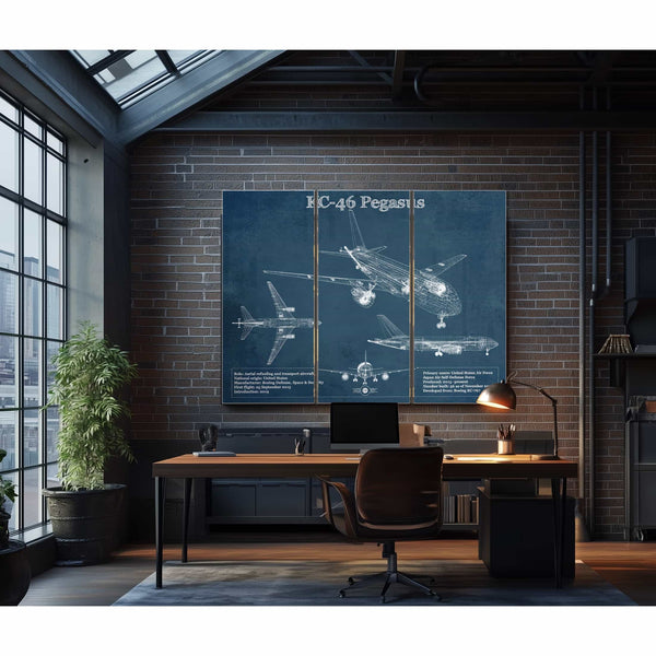Boeing KC-46 Pegasus Vintage Aviation Blueprint Print - Custom Pilot Name Can Be Added