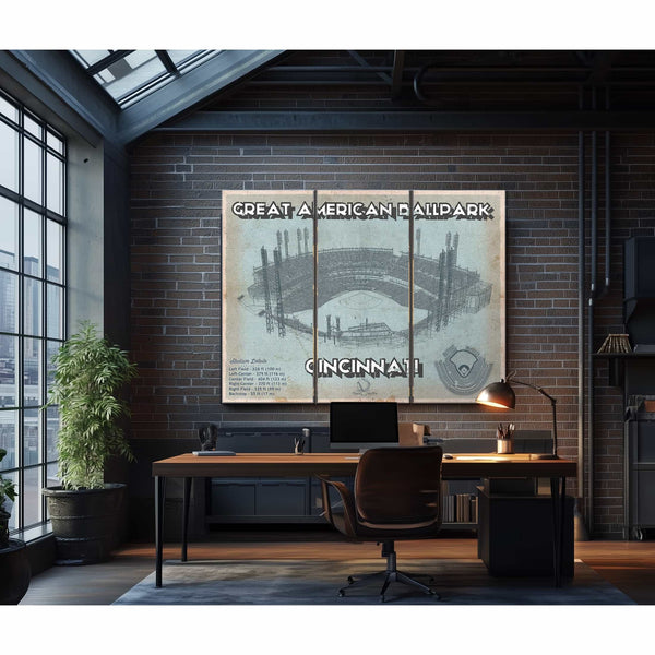 Cincinnati Reds Great American Ballpark Seating Chart - Vintage Baseball Fan Print