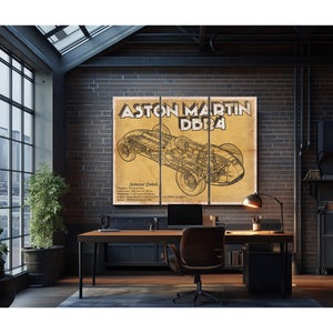 Aston Martin DB9 Blueprint Vintage Auto Print