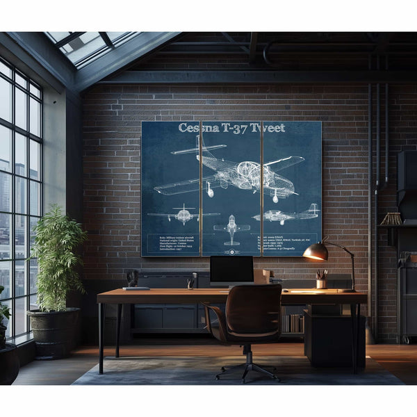 Cessna T-37 Tweet Trainer Aircraft Original Blueprint Art