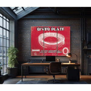 River Plate Estadio Monumental Antonio Vespucio Liberti Team Color Blueprint Soccer Print