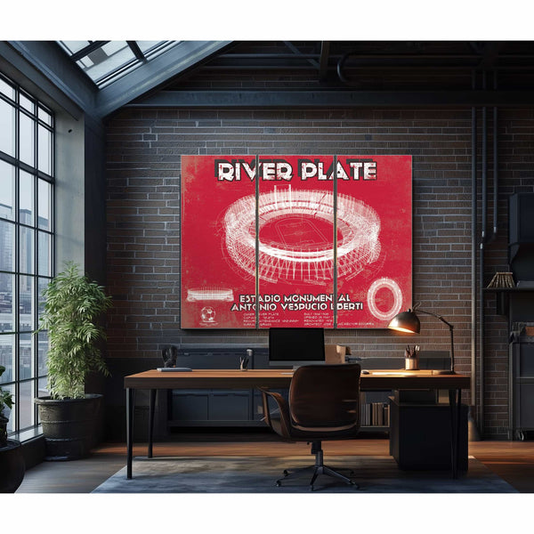 River Plate Estadio Monumental Antonio Vespucio Liberti Team Color Blueprint Soccer Print