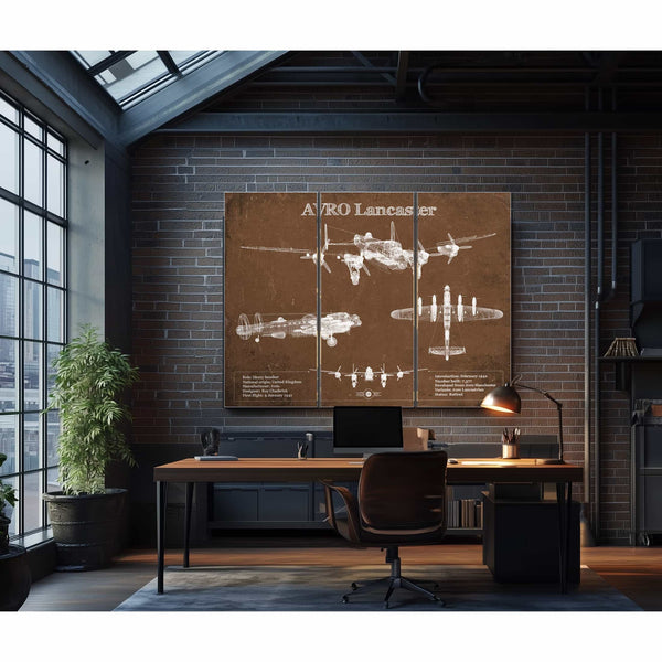 AVRO Lancaster UK Heavy Bomber Blueprint Original Military Wall Art