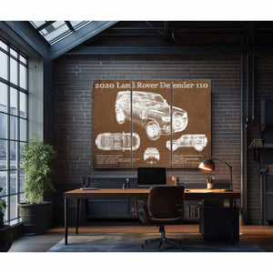 2020 Land Rover Defender 110 Vintage Blueprint Auto Print