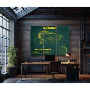 Vintage Autzen Stadium Blueprint - Oregon Ducks Football Print