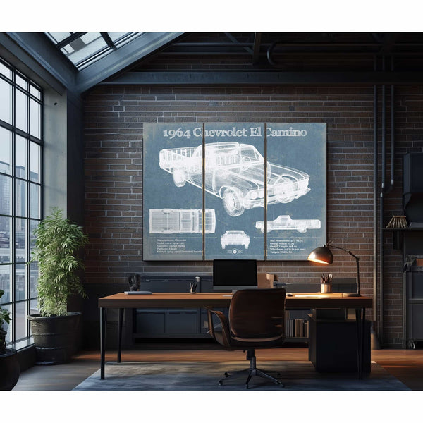 1964 Chevrolet El Camino Vintage Blueprint Auto Print