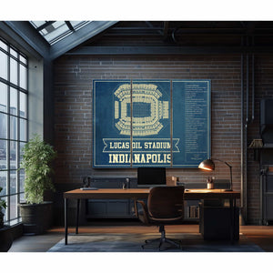 Indianapolis Colts Lucas Oil Stadium Blueprint - Vintage Football Print