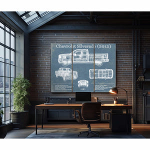 Chevrolet Silverado 2012 Vintage Blueprint Auto Print